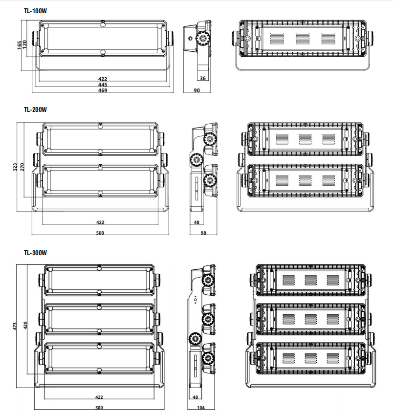 industry commercial lighting dimension