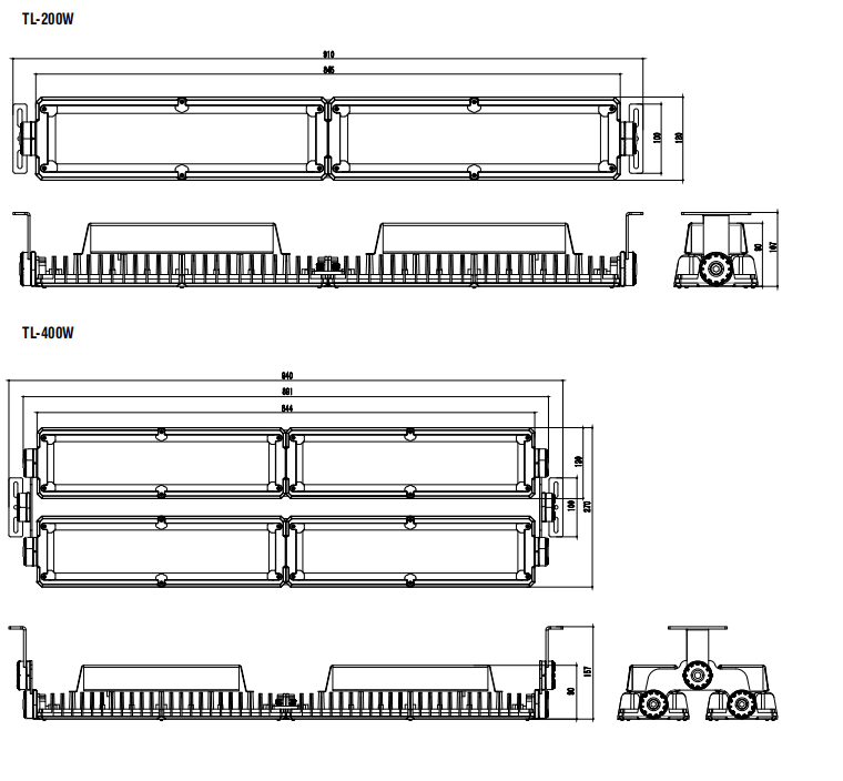 high power led light dimensions