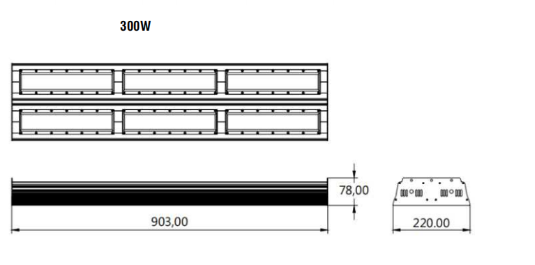 300W LED line lamp drawing 