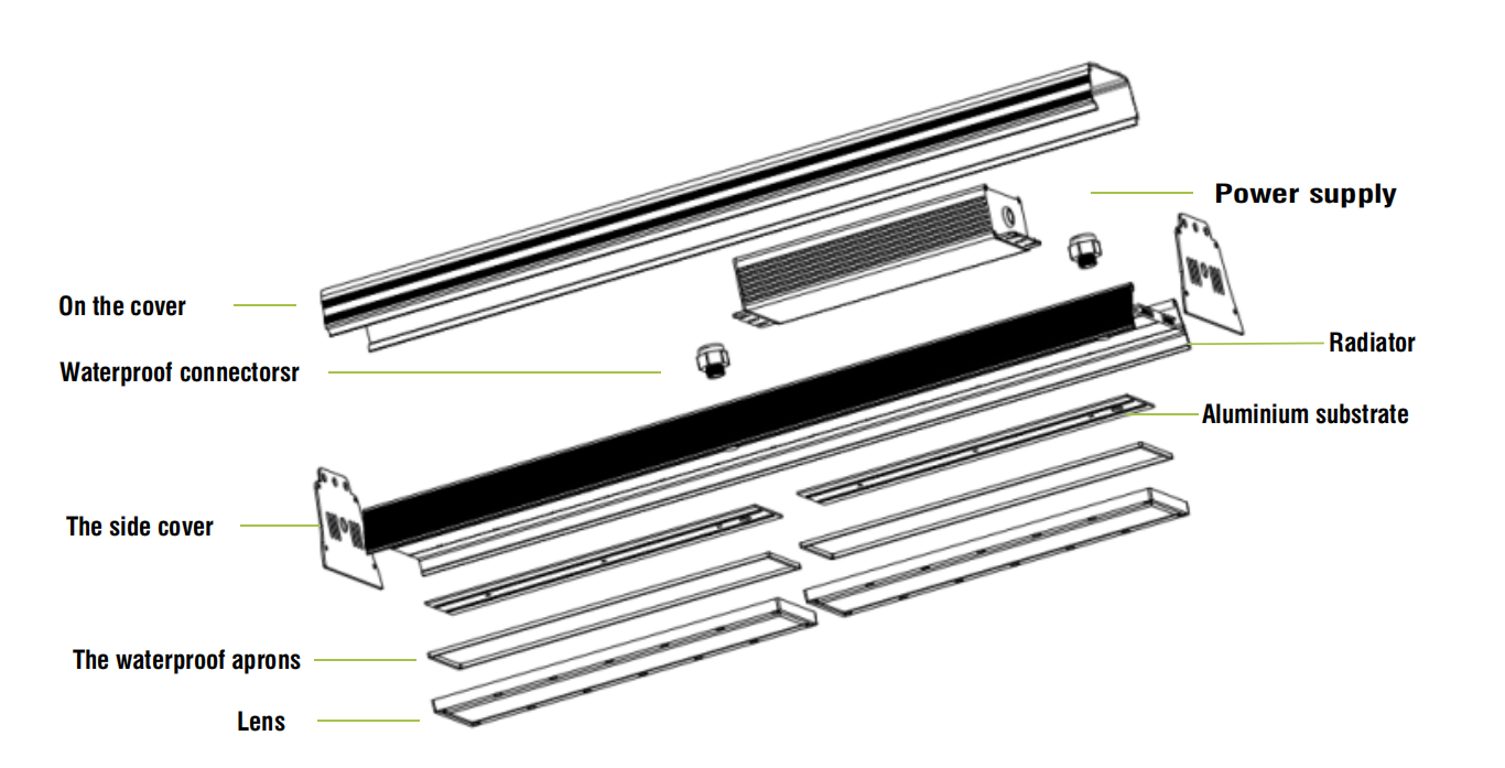 led line lamp explosion drawing